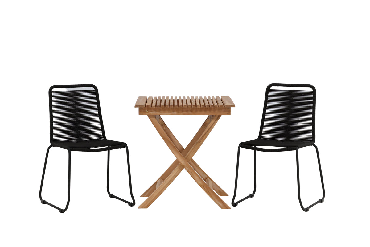 Cafe Table 70 x 70 Nature + Dining Chair 2-pack Black