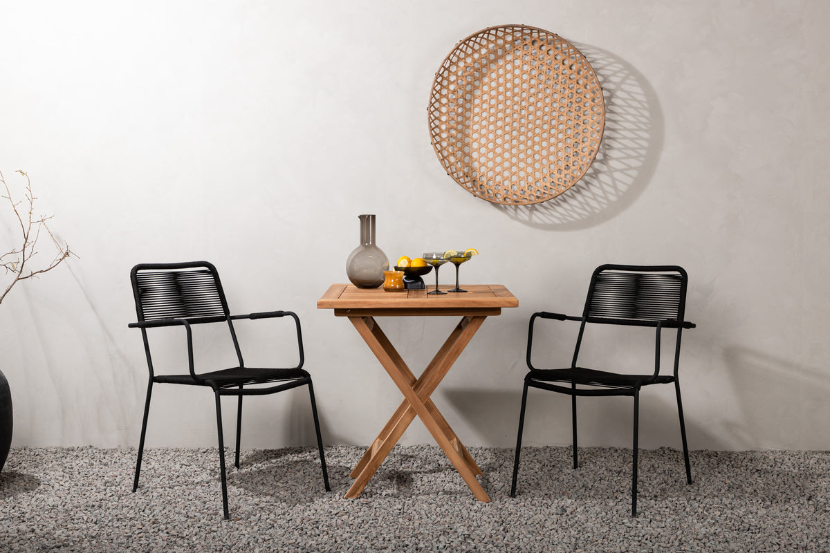 Rectangular Dining Table 70 x 70 Nature + Dining Chair 2-pack Black