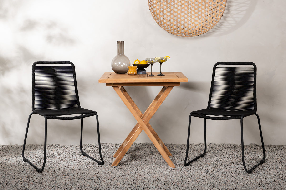 Rectangular Dining Table 70 x 70 Nature + Dining Chair 2-pack Black