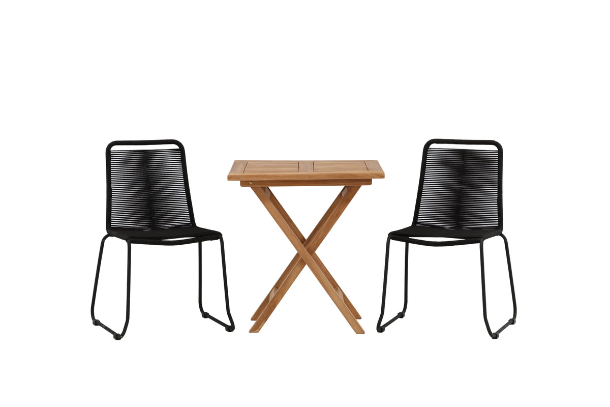 Rectangular Dining Table 70 x 70 Nature + Dining Chair 2-pack Black