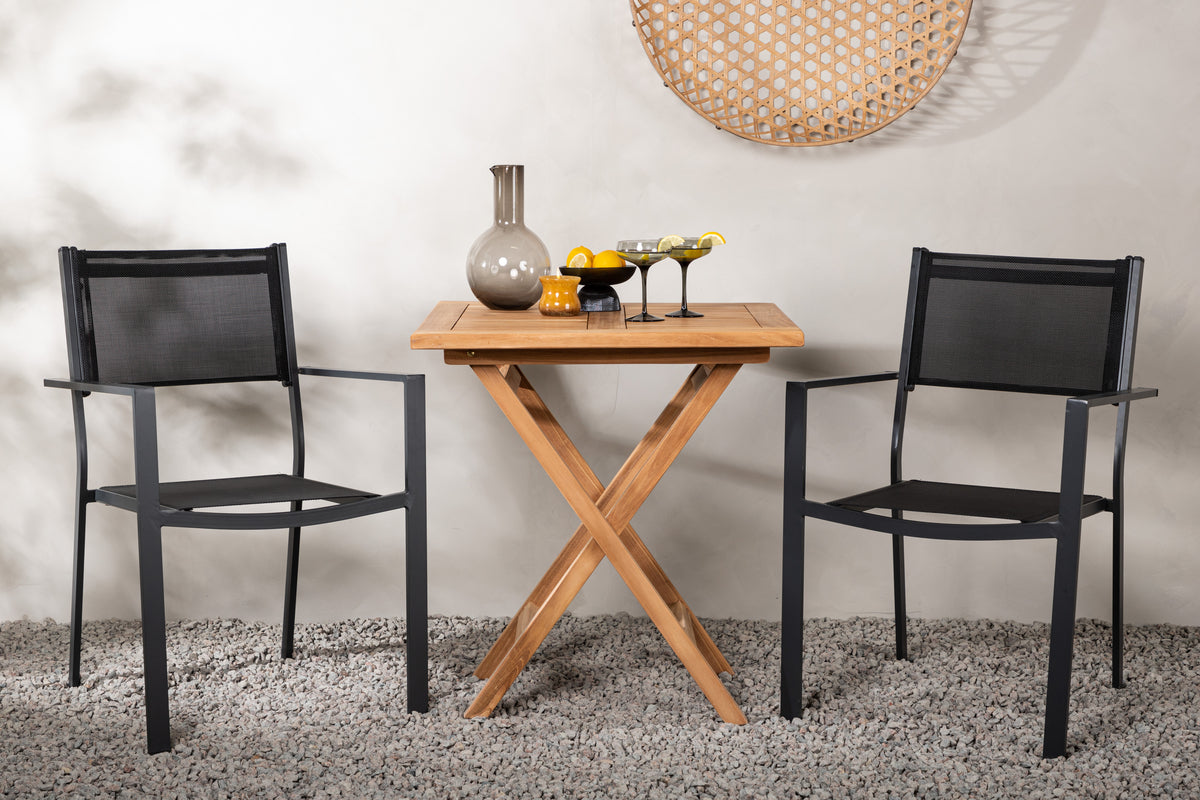 Rectangular Dining Table 70 x 70 Nature + Dining Chair 2-pack Black
