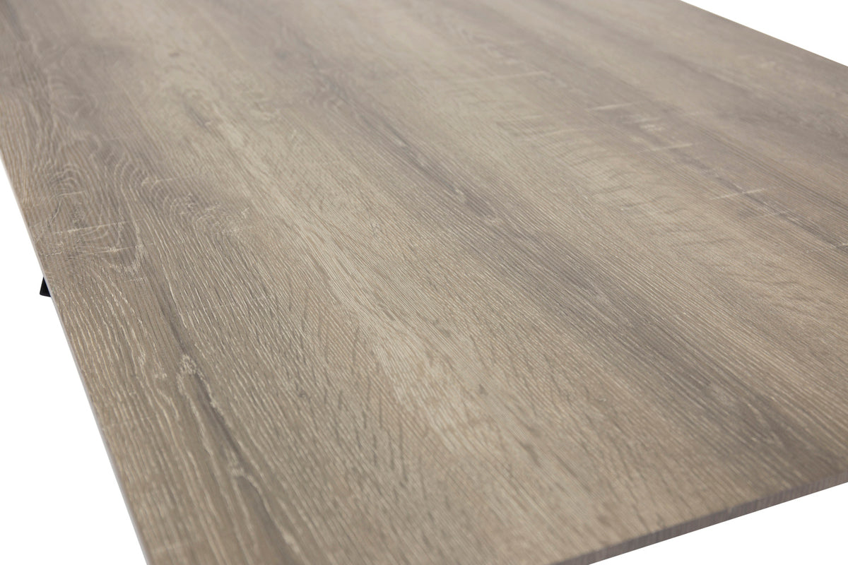 Rechthoekige Eettafel 180 x 75 x 90 Nature + Eetkamerstoelen (6-stuks) Grijs