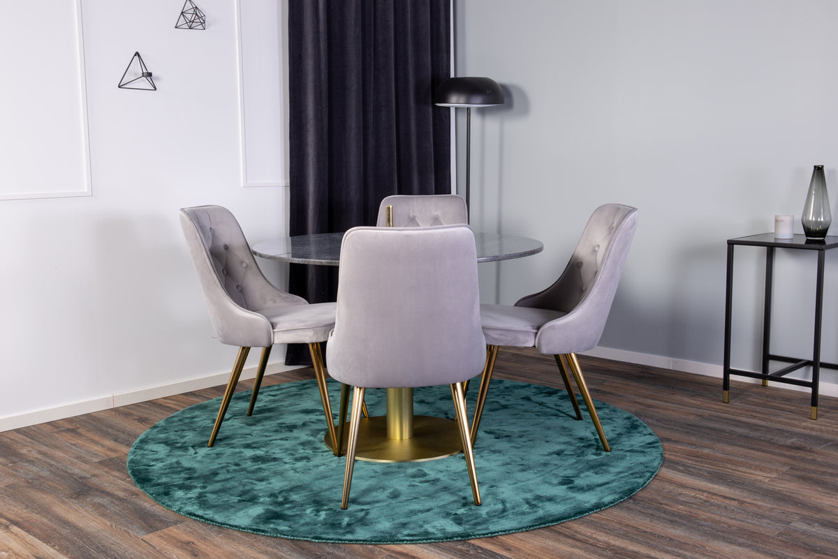 Ronde Eettafel ø106 cm Donkergrijs + Eetkamerstoelen 4 stuks Grijs