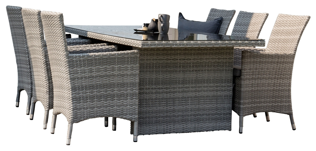 Rectangular Dining Table 74 x 200 x 100 Grey + Dining Chair 2-pack Grey