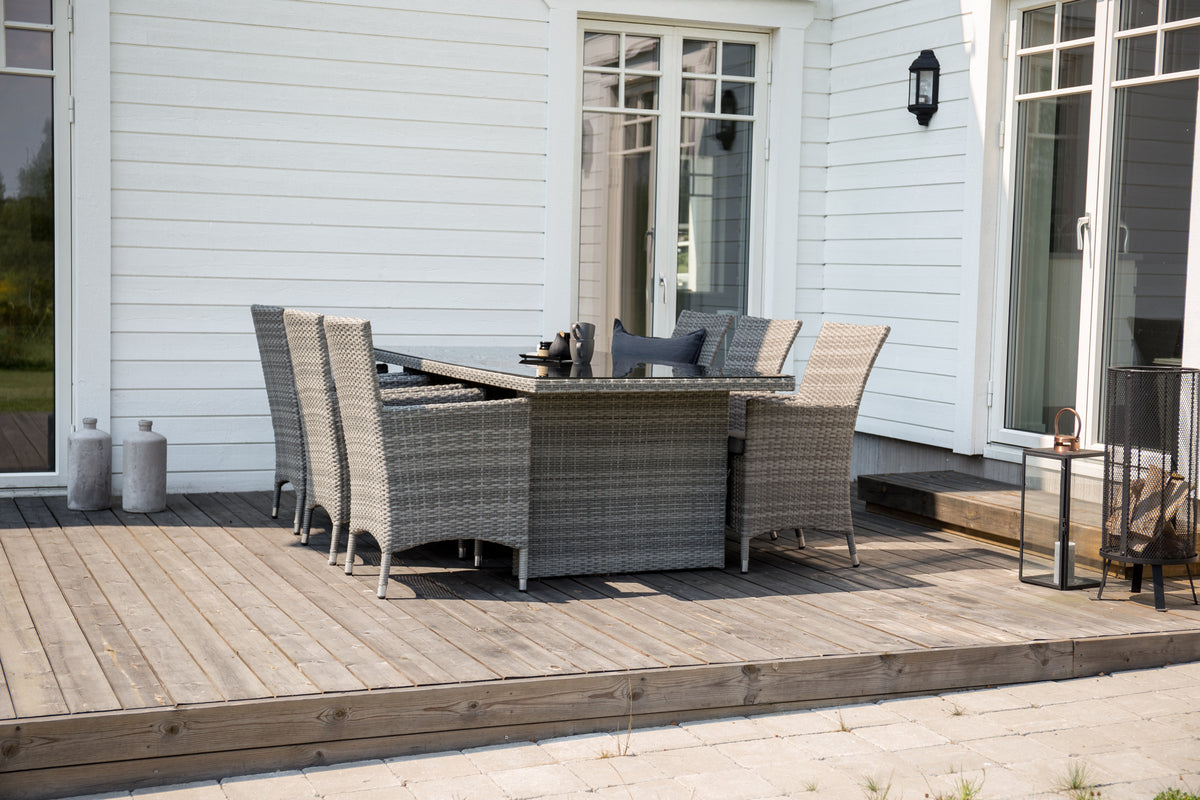 Rectangular Dining Table 74 x 200 x 100 Grey + Dining Chair 2-pack Grey