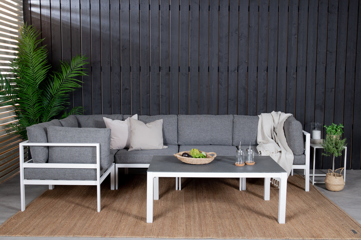 Sofa Module White + Sofa Table 45 x 120 x 70 Grey