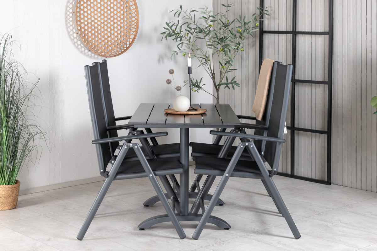 Rectangular Dining Table 74 x 120 x 70 Black + Position Chair 2-pack Black