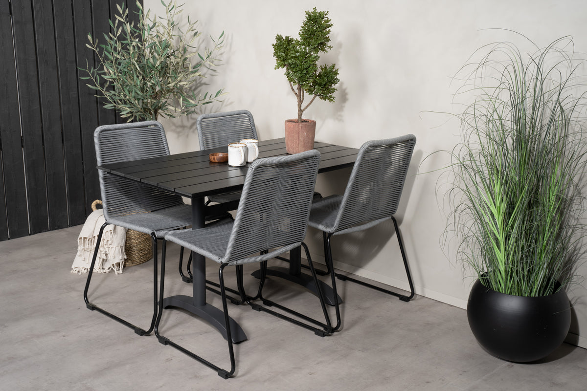 Rectangular Dining Table 74 x 120 x 70 Black + Dining Chair 2-pack Grey