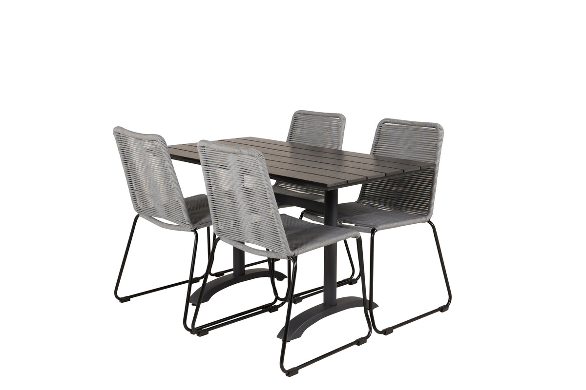 Rectangular Dining Table 74 x 120 x 70 Black + Dining Chair 2-pack Grey