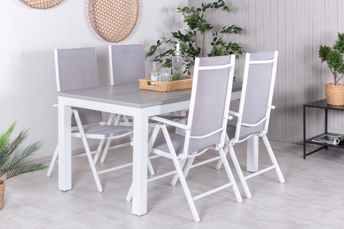Rectangular Dining Table 74 x 160 x 90 Grey + Position Chair 2-pack Grey