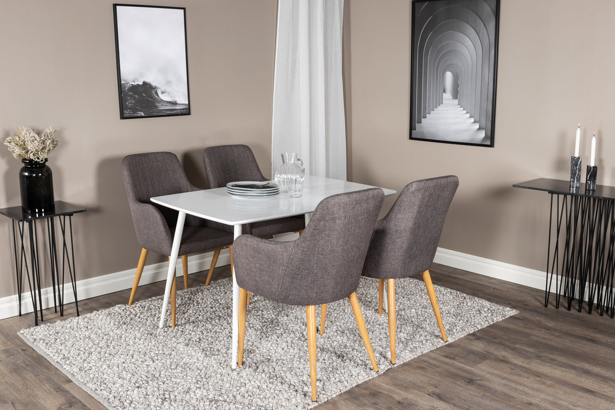 Rectangular Dining Table 180 x 75 x 90 White + Dining Chair 2-pack Dark Grey