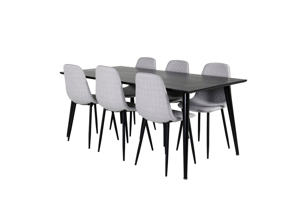 Rectangular Dining Table 180 x 75 x 90 Black + Dining Chair 2-pack Grey