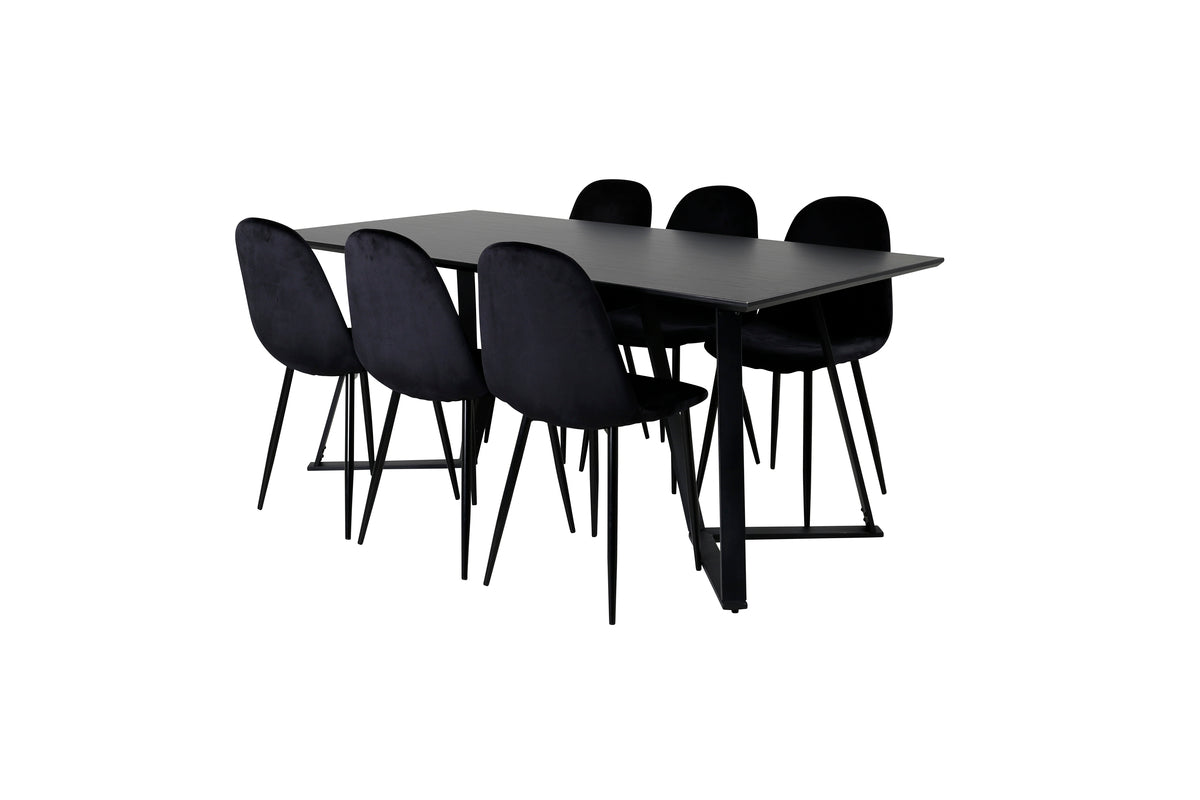 Dining Chair 2-pack Black + Rectangular Dining Table 180 x 75 x 90 Black