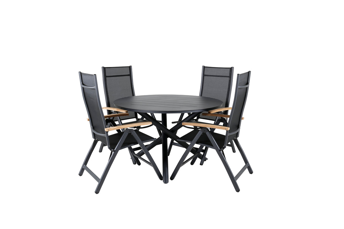 Round Dining Table ø120 Black + Position Chair 2-pack Black