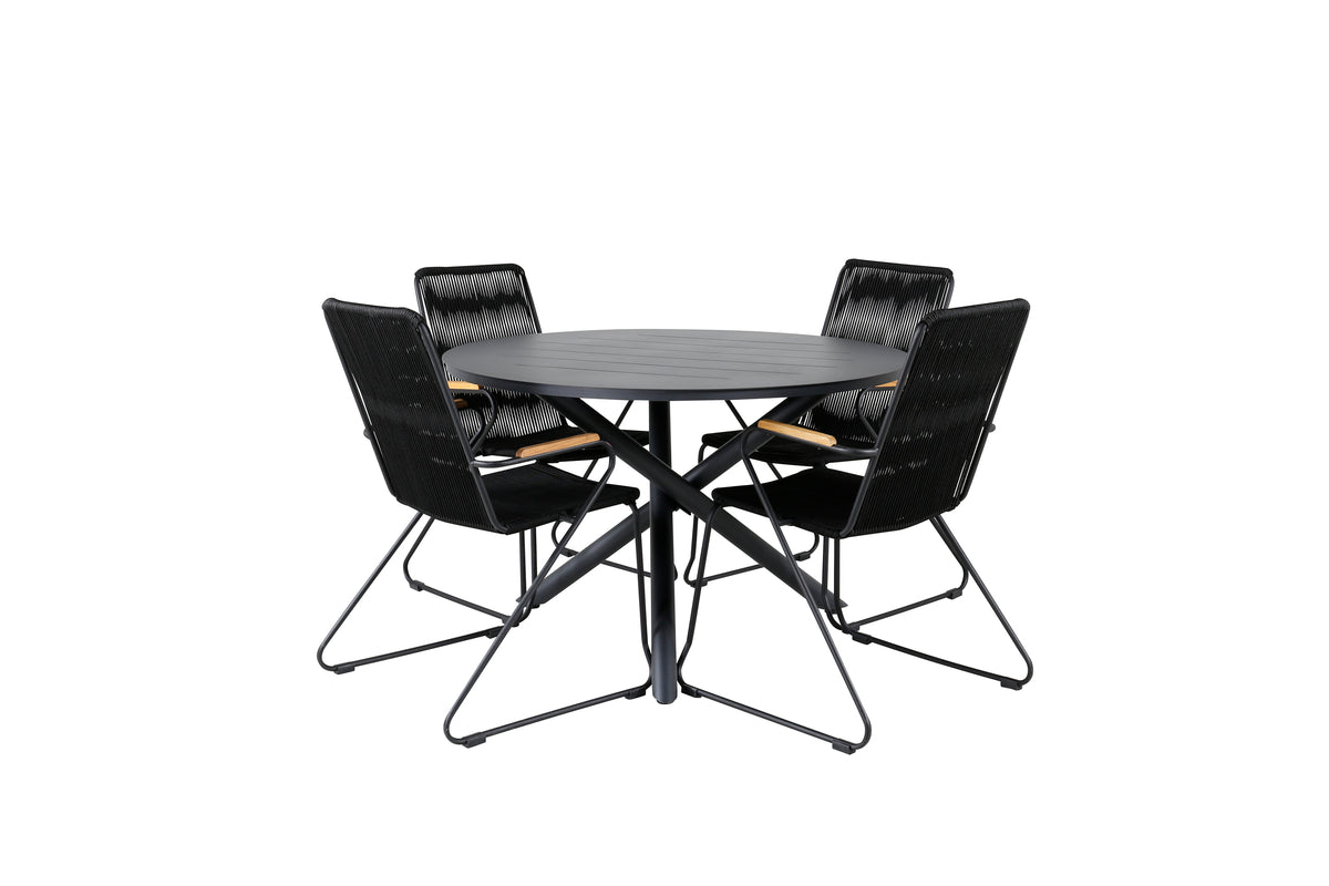 Round Dining Table ø120 Black + Dining Chair 2-pack Black