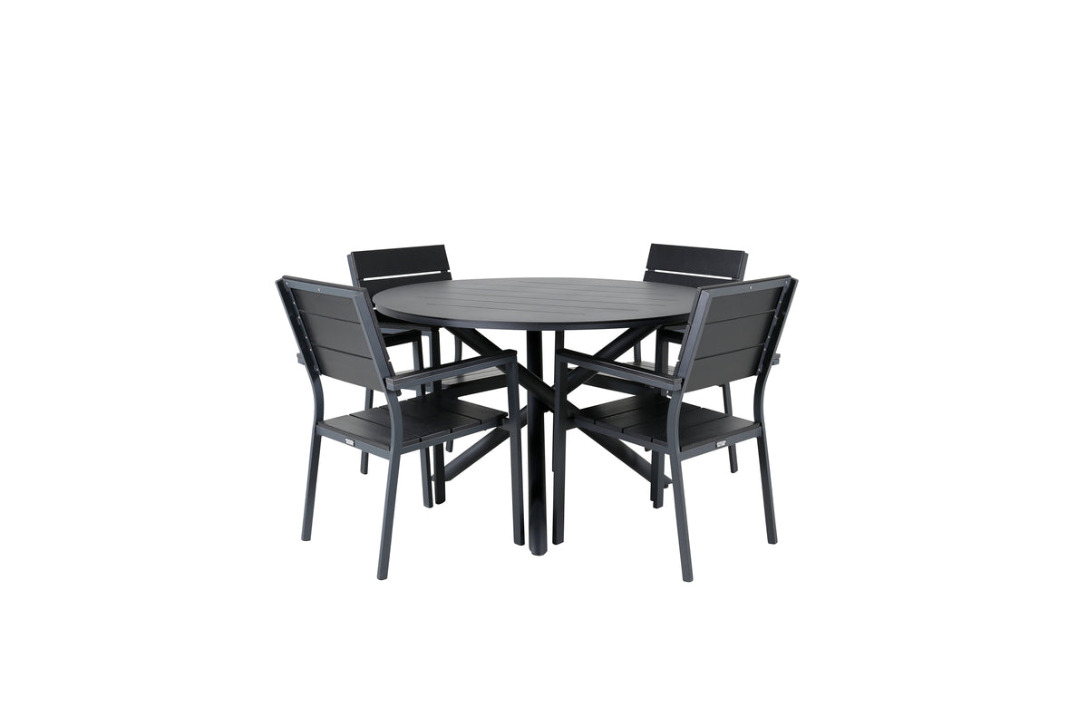 Round Dining Table ø120 Black + Dining Chair 2-pack Black