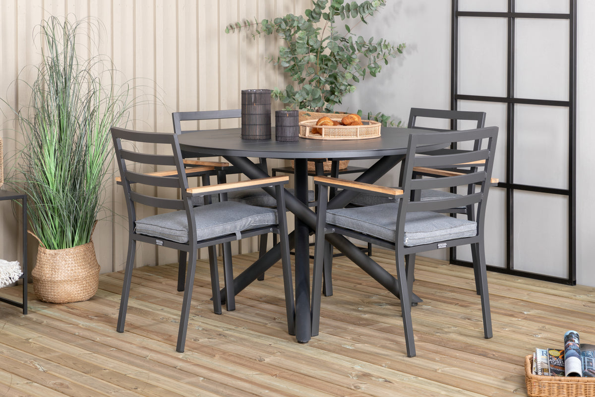 Round Dining Table ø120 Black + Dining Chair 2-pack Black