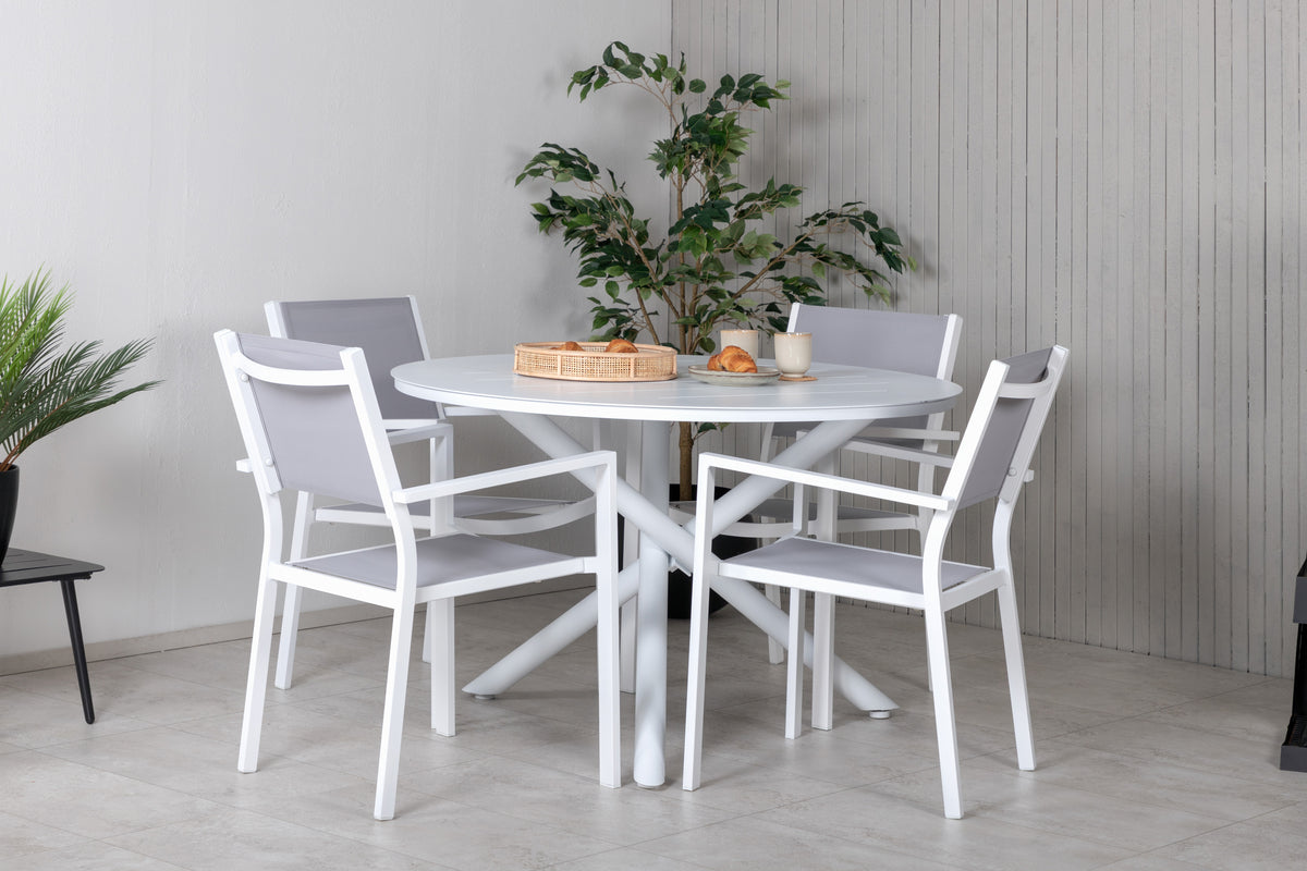 Round Dining Table ø120 White + Dining Chair