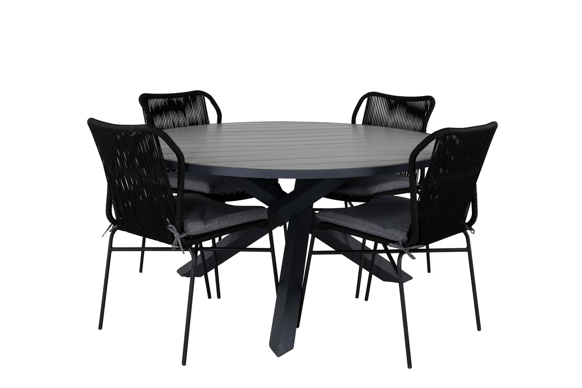 Dining Set Black Dark Grey