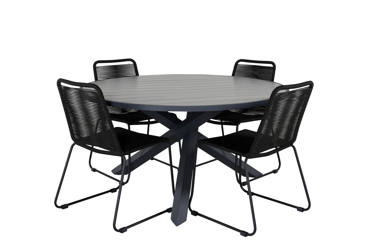 Dining Set Black Dark Grey