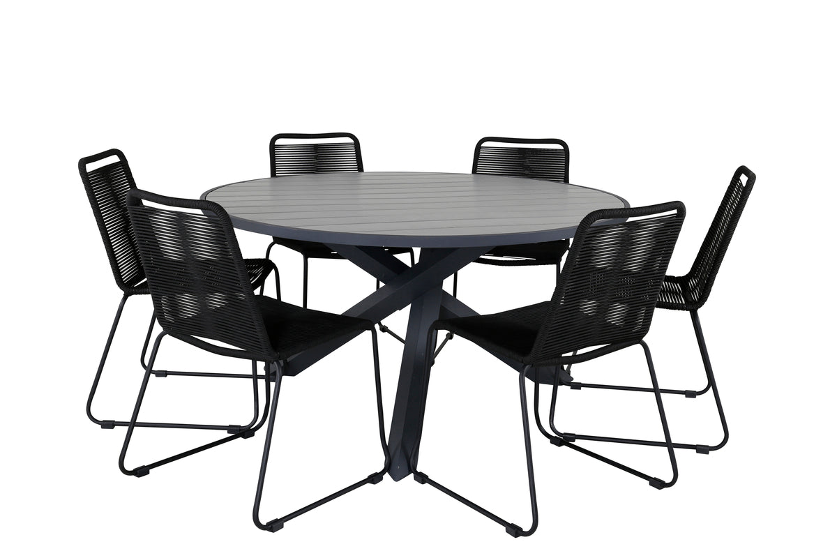Dining Set Black Dark Grey