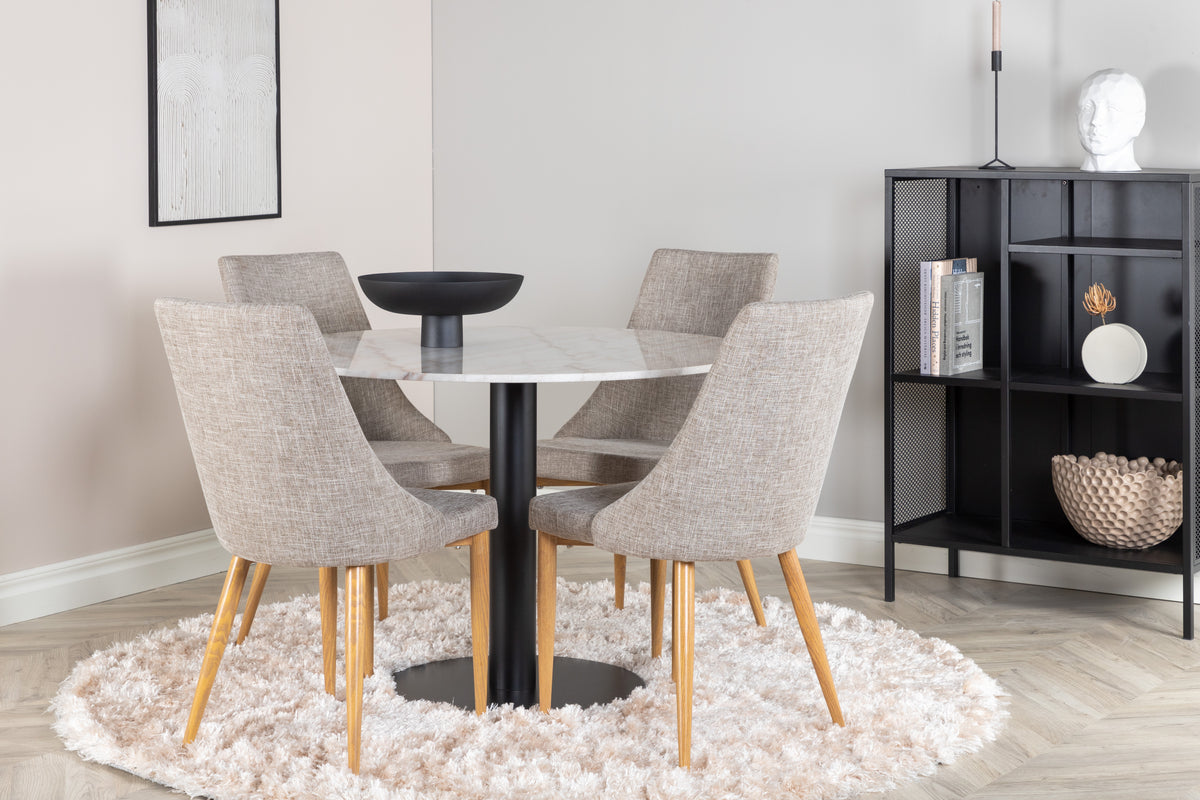 Dining Chair 2-pack Light Grey + Round Dining Table ø106 White