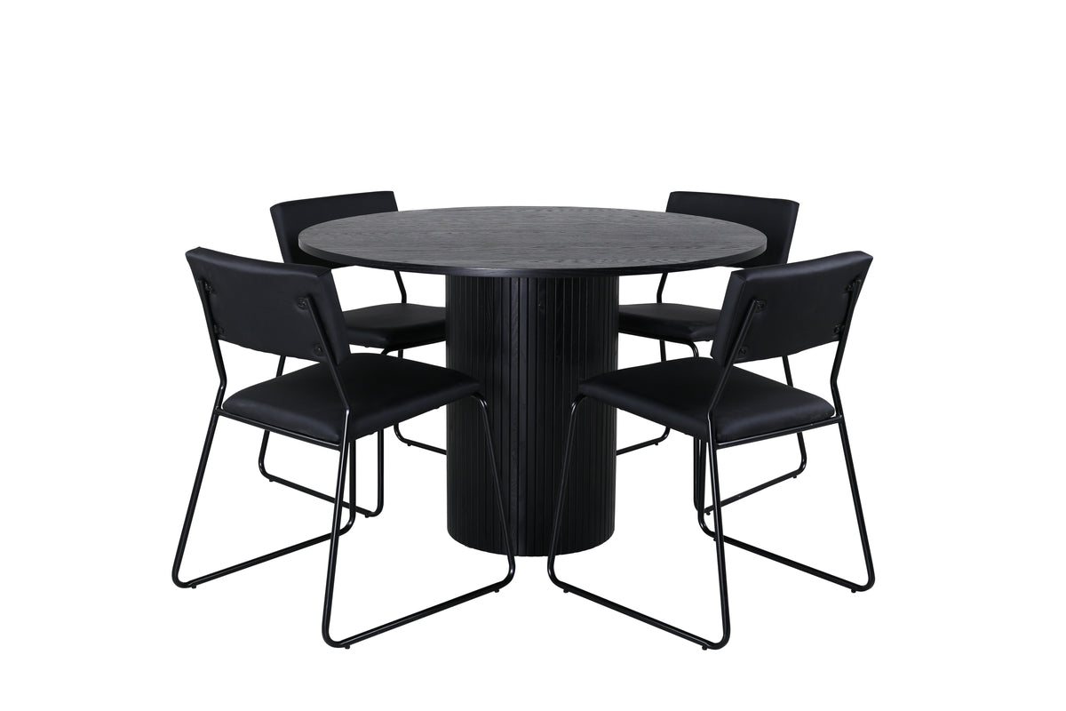 Dining Chair 2-pack Black + Round Dining Table ø110 Black