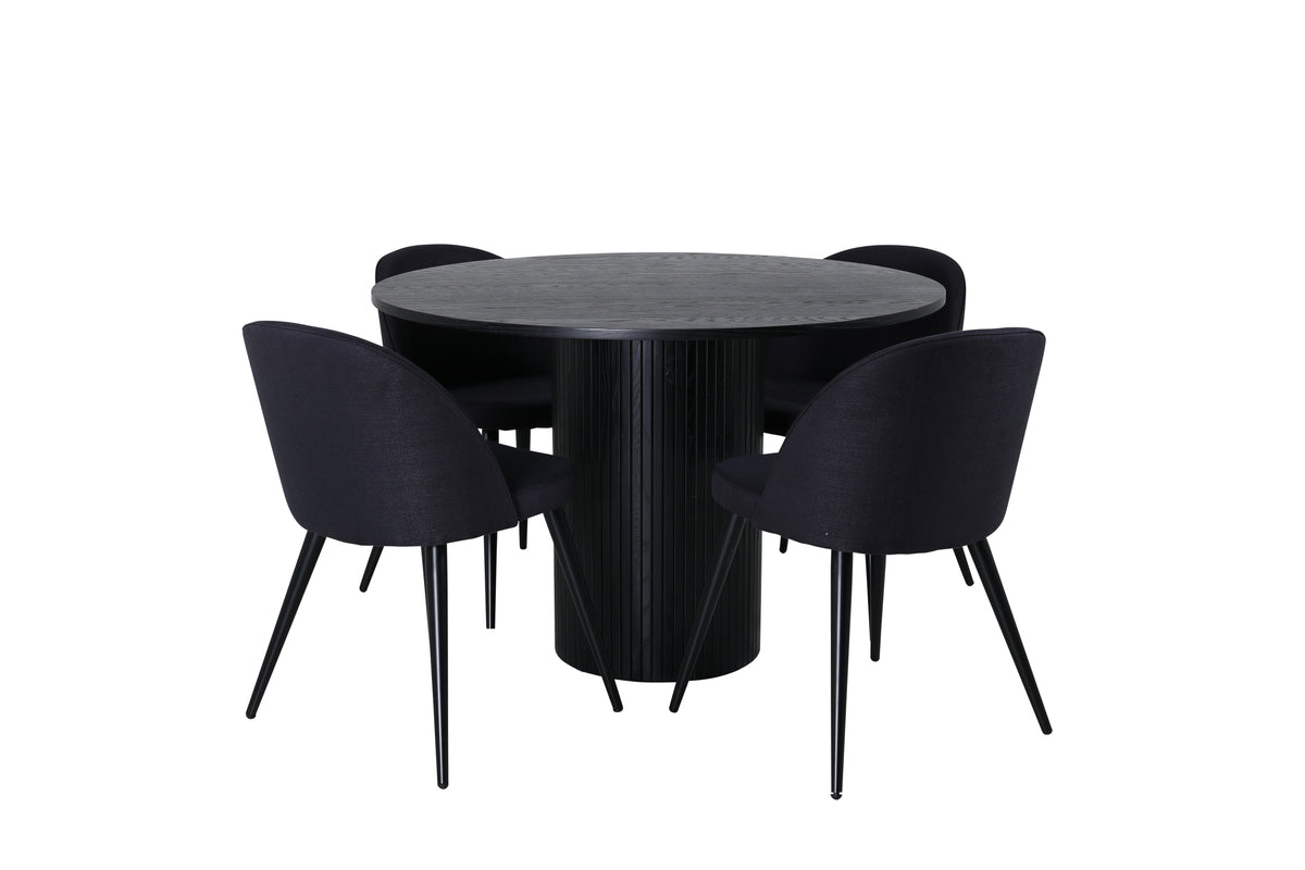 Round Dining Table ø110 Black + Dining Chair 2-pack Black