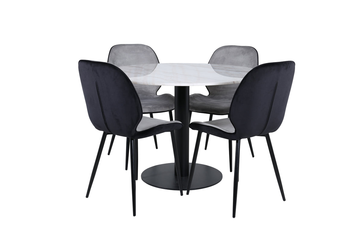 Dining Chair 2-pack Grey + Round Dining Table ø106 White