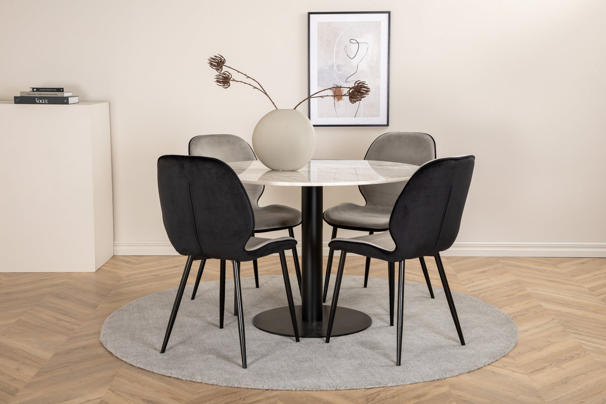 Dining Chair 2-pack Grey + Round Dining Table ø106 White