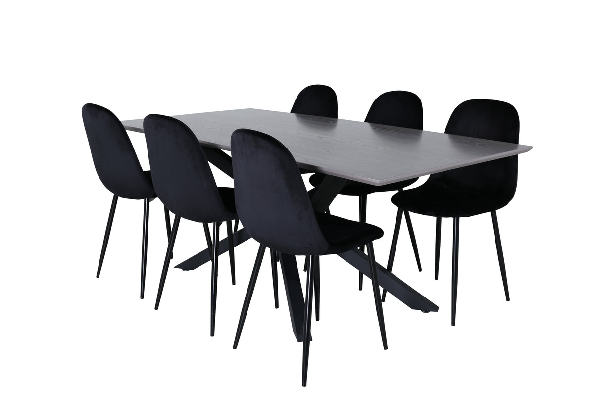 Dining Chair 2-pack Black + Rectangular Dining Table 180 x 76 x 90 Black