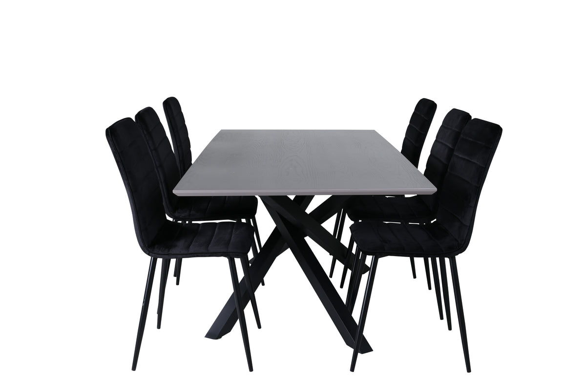 Dining Chair 2-pack Black + Rectangular Dining Table 180 x 76 x 90 Black