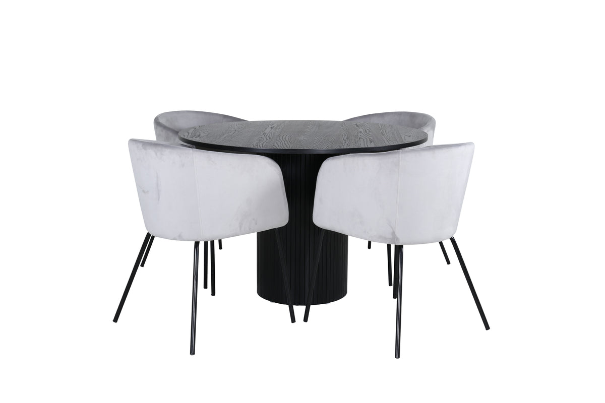 Dining Chair Grey + Round Dining Table ø110 Black