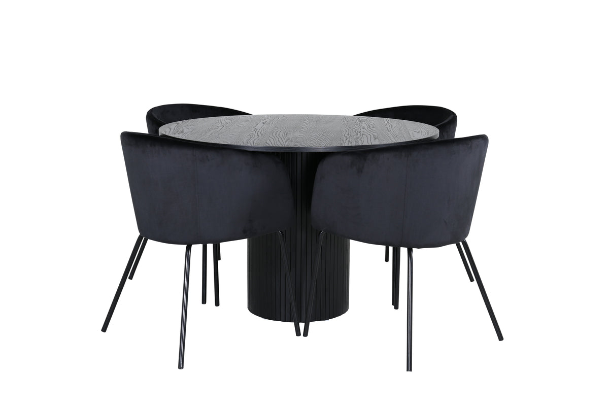 Dining Chair Black + Round Dining Table ø110 Black