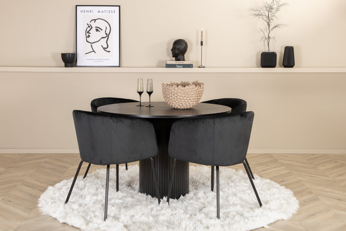 Dining Chair Black + Round Dining Table ø110 Black