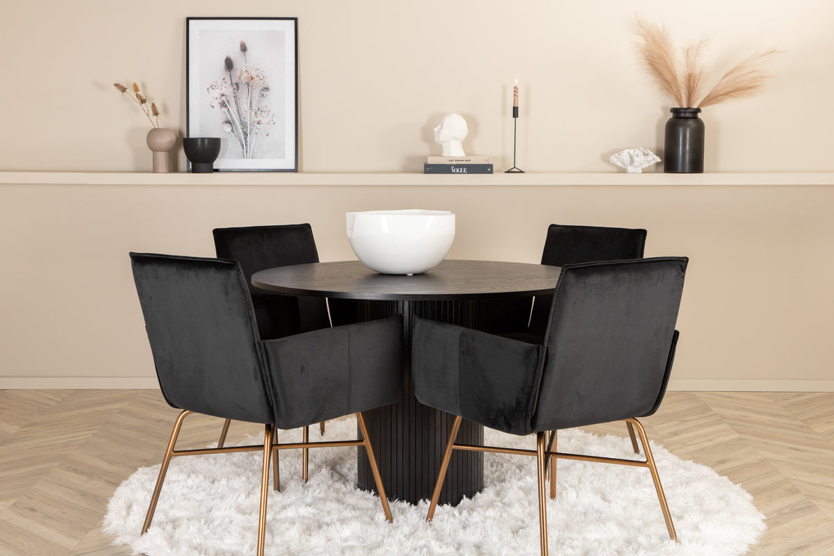 Dining Chair Black + Round Dining Table ø110 Black