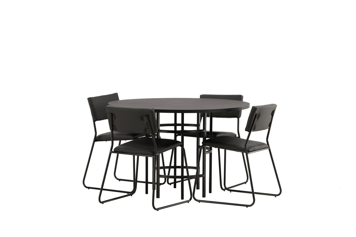 Dining Chair 2-pack Black + Round Dining Table ø115 Black