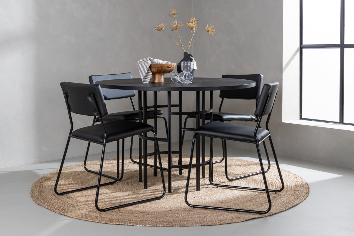 Dining Chair 2-pack Black + Round Dining Table ø115 Black