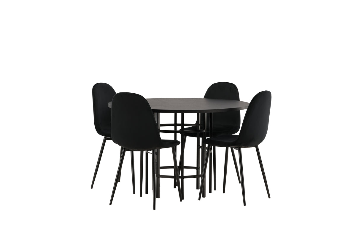 Dining Chair 2-pack Black + Round Dining Table ø115 Black