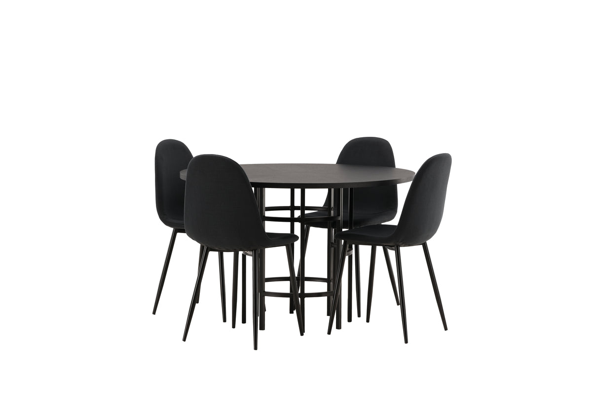 Dining Chair 2-pack Black + Round Dining Table ø115 Black