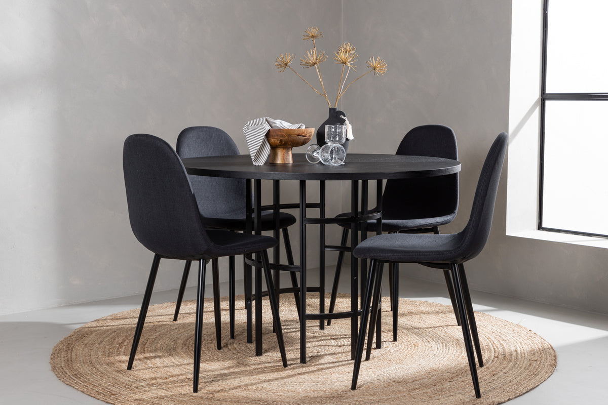 Dining Chair 2-pack Black + Round Dining Table ø115 Black