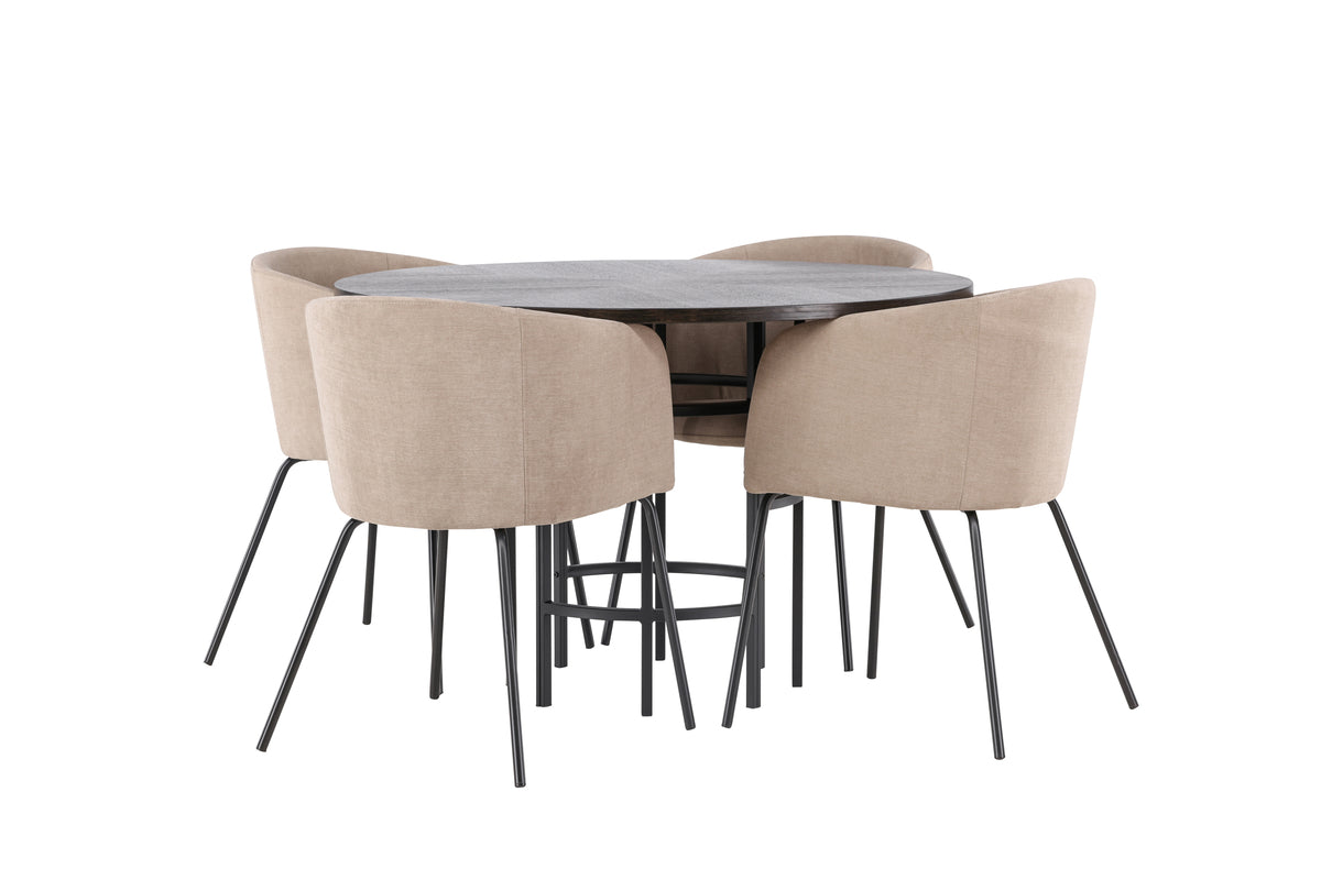 Dining Chair Beige + Round Dining Table ø115 Mocca