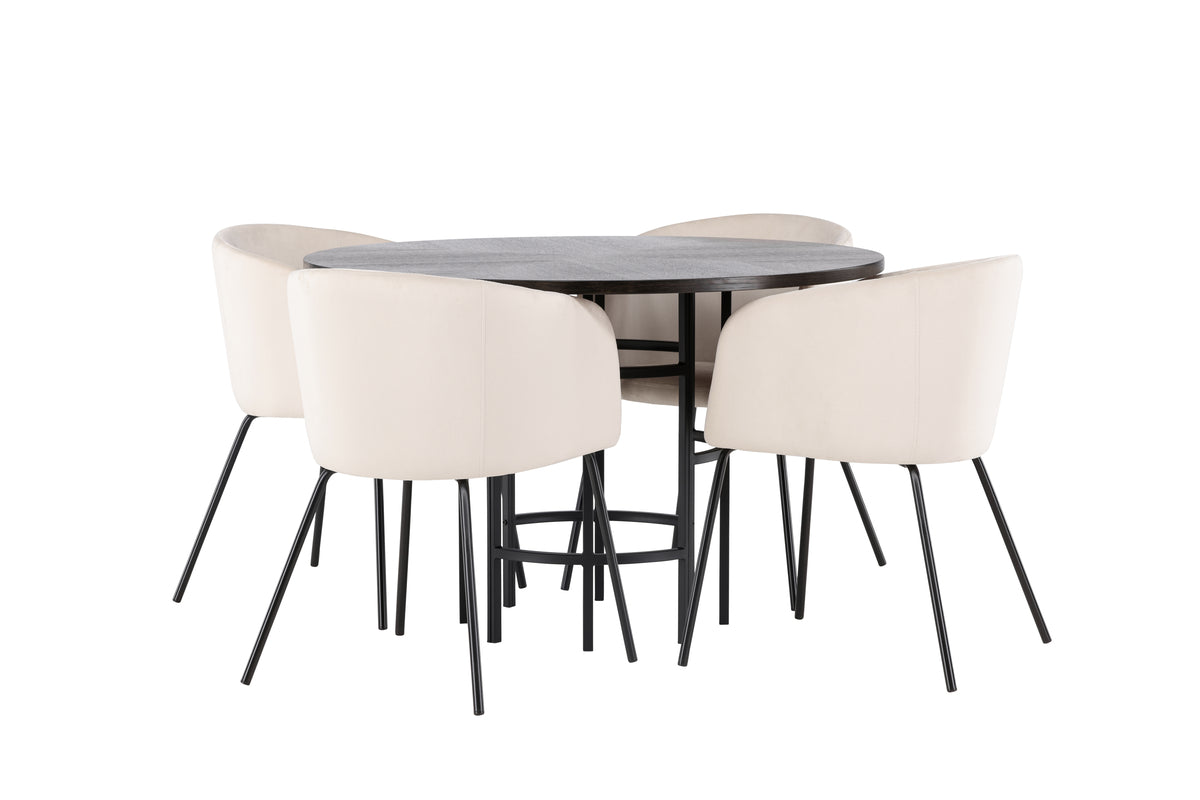 Dining Chair Beige + Round Dining Table ø115 Mocca