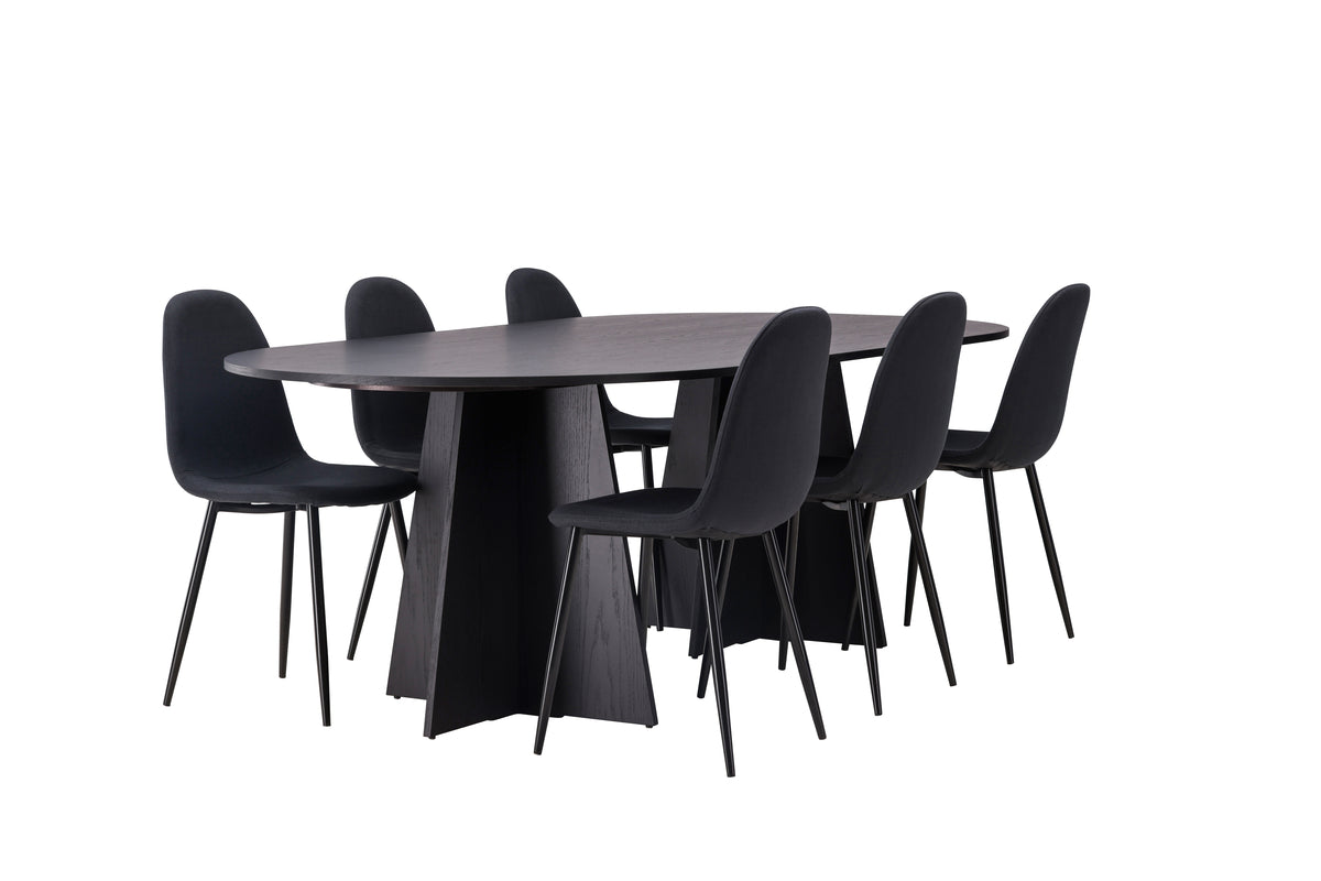 Dining Chair 2-pack Black + Oval Dining Table 115 x 230 Black
