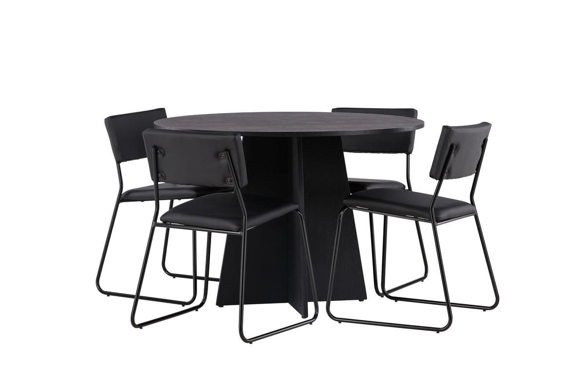 Dining Chair 2-pack Black + Round Dining Table ø110 Black