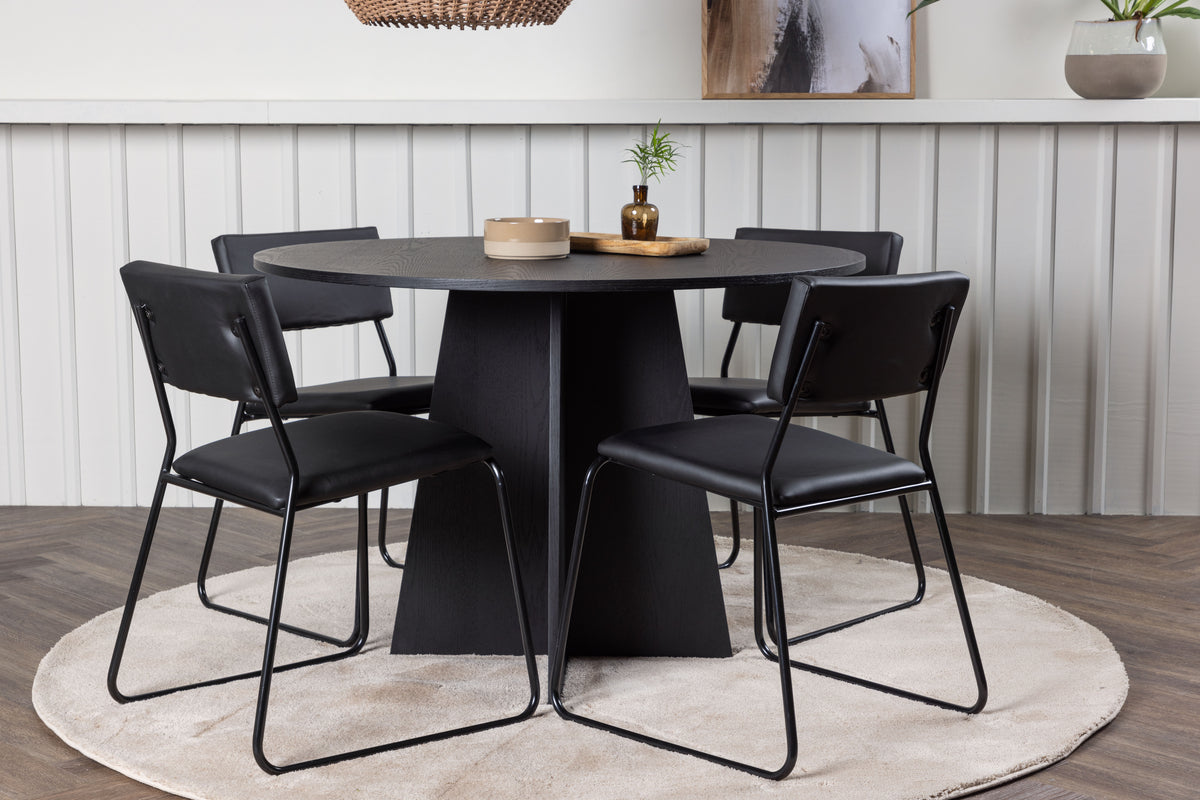 Dining Chair 2-pack Black + Round Dining Table ø110 Black