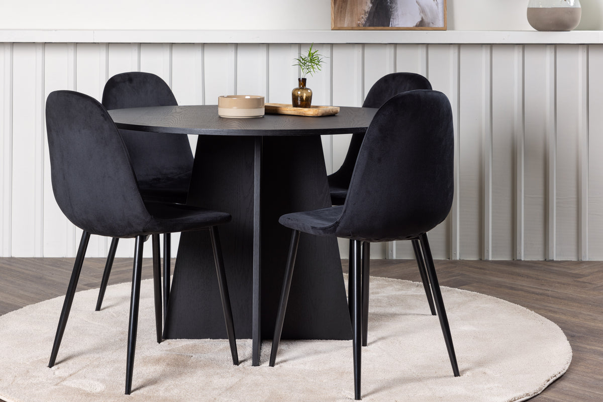 Dining Chair 2-pack Black + Round Dining Table ø110 Black