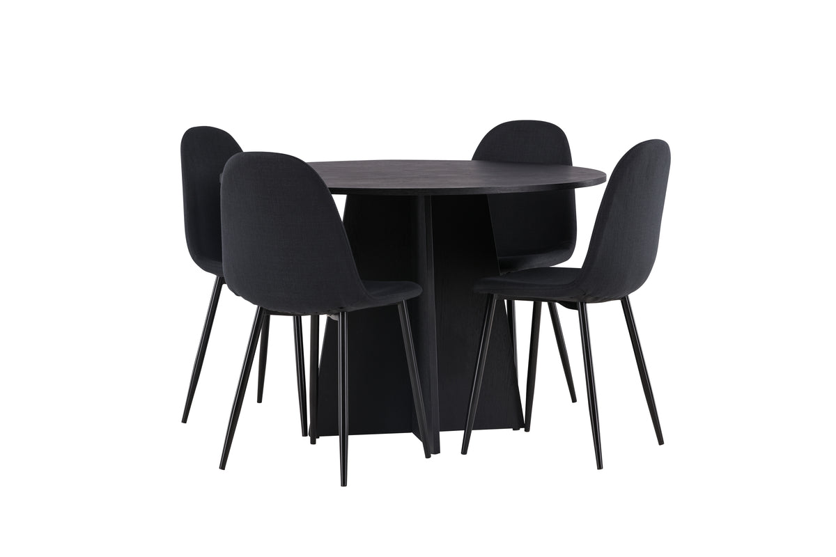 Dining Chair 2-pack Black + Round Dining Table ø110 Black