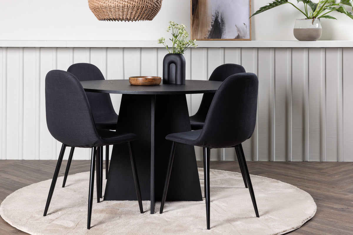 Dining Chair 2-pack Black + Round Dining Table ø110 Black