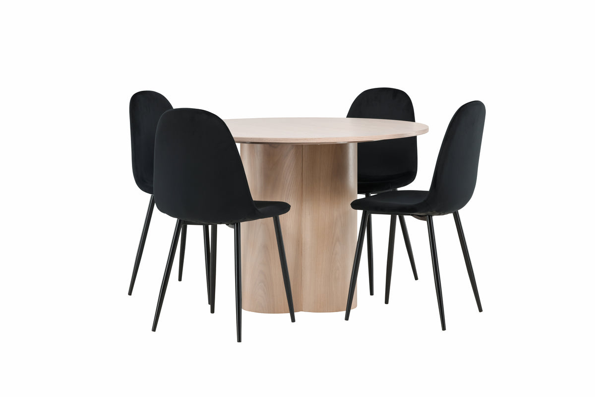 Dining Chair 2-pack Black + Round Dining Table ø110 Whitewash